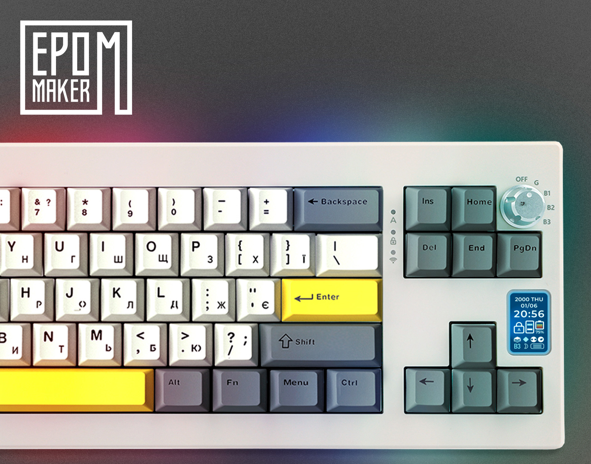 Механічна клавіатура EPOMAKER Shadow-X Flamingo бездротова RGB з дисплеєм та Hot-Swap